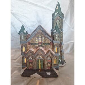 Santa’s workbench 2000 “Stoneybridge Church” lighted building w/ cord